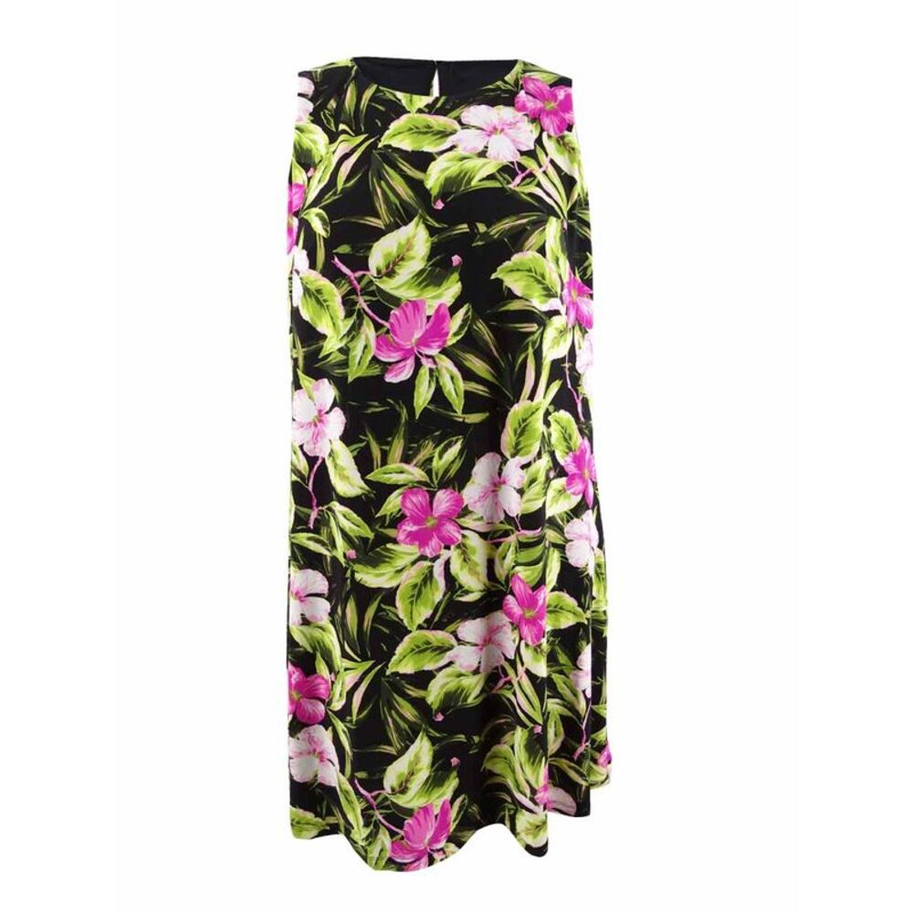 Kasper Women's Trendy Plus Size Hibiscus Dress - Pink Perfection Multi